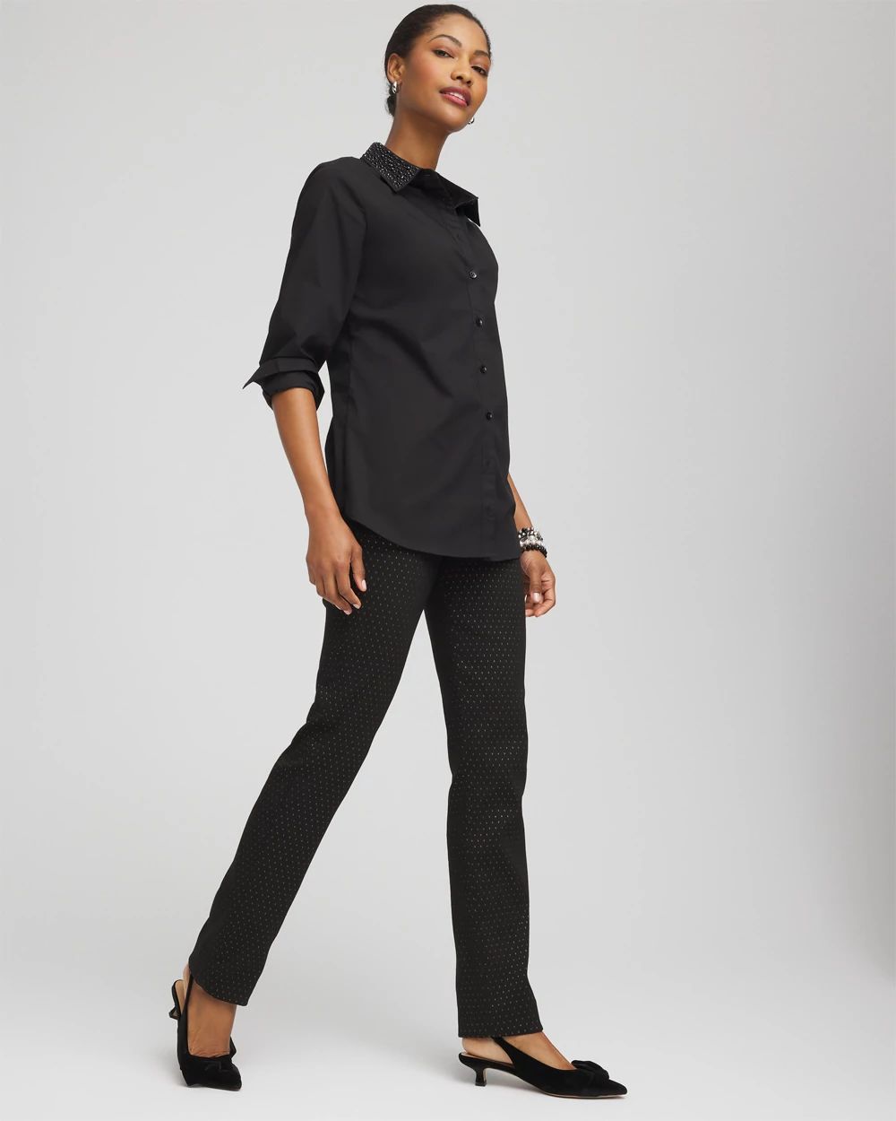 Brigitte™ Slim Full-Length Jacquard Pants | Chico's